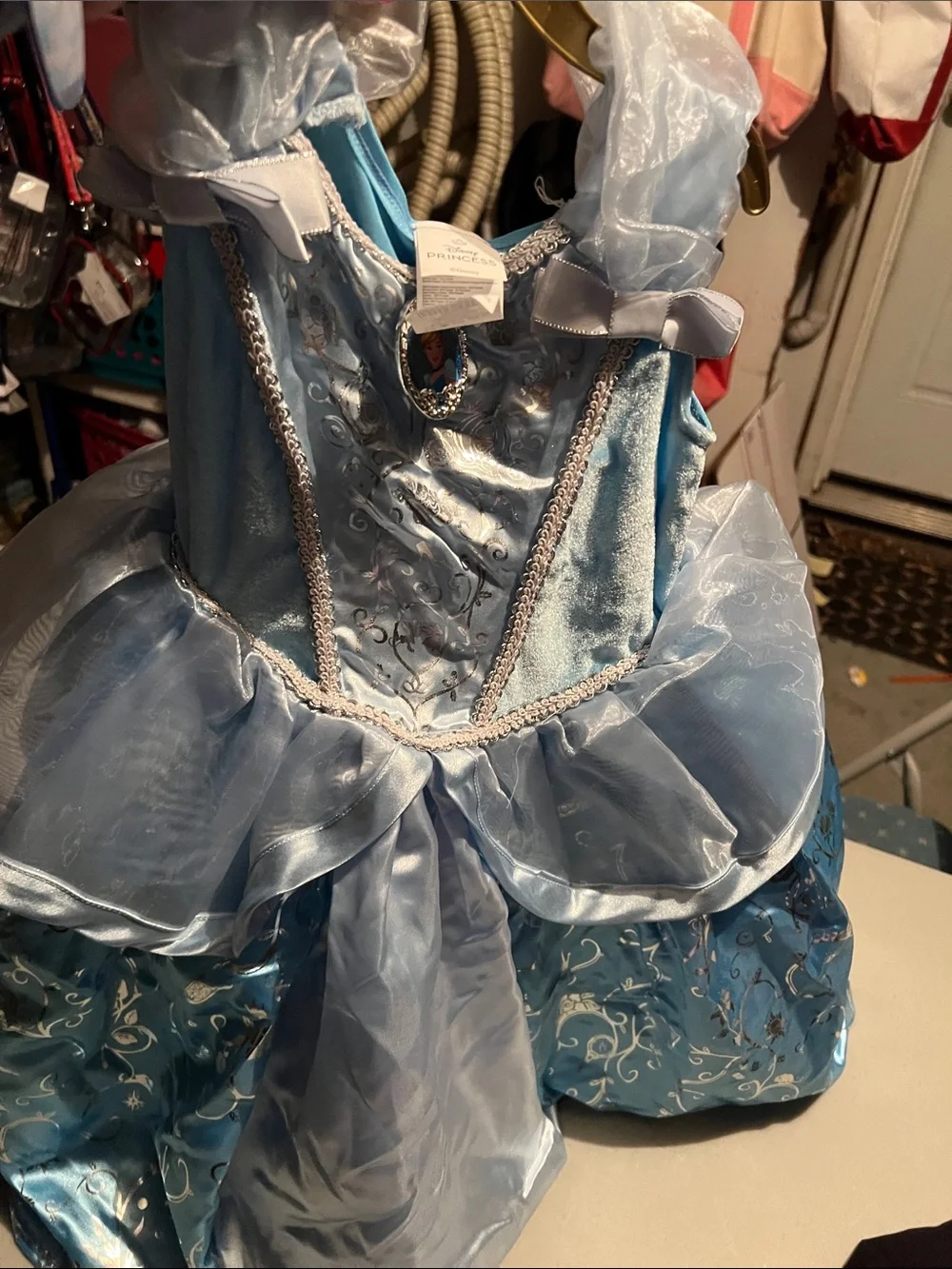 Disney Light cinderella costume size 45 Blue Satin Princess Dress Costume